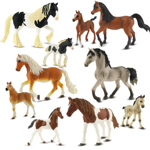 My Robot Horse Joined a Yoga Class 4 10PCS Horse Figurine Set Realistic Horse Figure Toys for Toddlers...