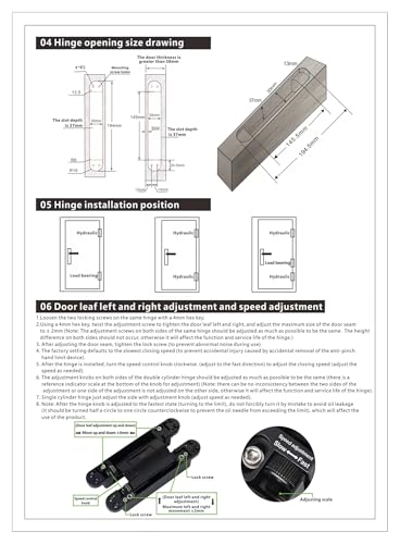 Charnière cachée hydraulique réglable ouverture de porte invisible - 5