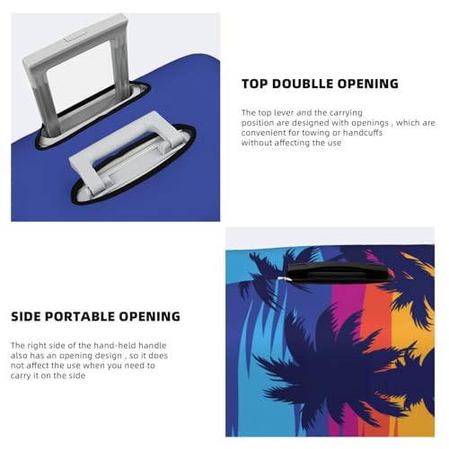 Beach With Palm Trees Print Luggage Cover For Suitcase,Washable Elastic Travel Suitcase Protector With Zipper Closure And Bottom Buckle – Fits 18-32" Luggage-X-Large3