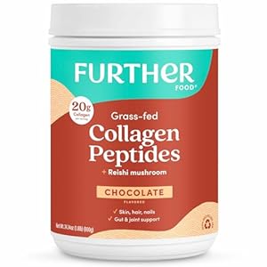 Further Food Chocolate Collagen Peptides Powder, Grass-Fed Pasture-Raised Hydrolyzed Type 1 & 3 Protein, Gut Health + Joint, Hair, Skin, Nails, Paleo Keto Sugar-Free 24.34 oz
