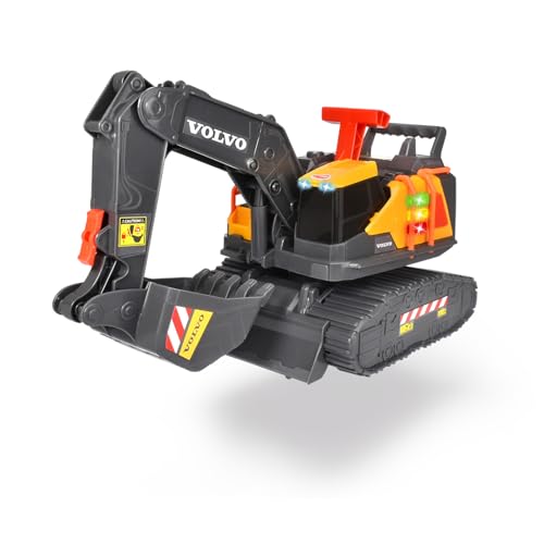 Dickie Toys 203725006 Volvo Spielzeug Bagger mit Gewichtserkennung, Spielzeugbagger erkennt 3 verschiedene Gewichtsstufen, bewegliche Schaufel und Schaufelarm, Licht & Sound, inkl. Batterien, 30 cm