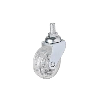 Makaralı Vidalı, 360 Derece Döner Teker, Metal Maşalı, Şeffaf Teker, Teker Çapı 50X20, Vida Çapı 8 metrik