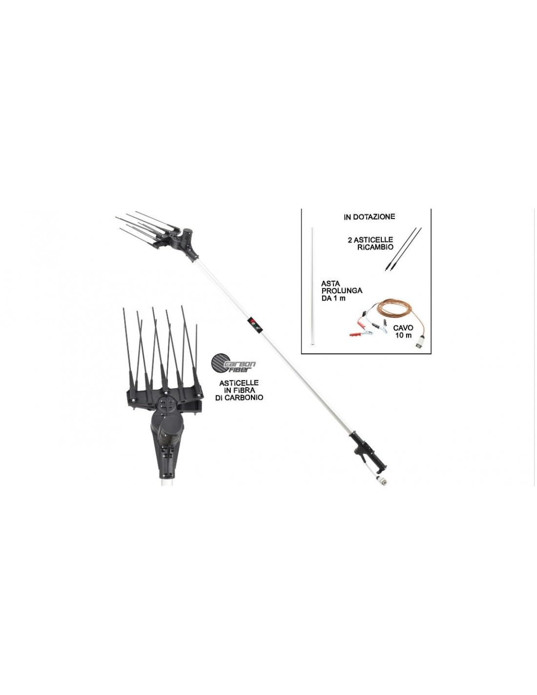Vareador de aceitunas ligero con batería BALEX 12 V con barra de 210 cm