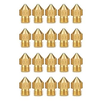 20PCS 3D Printer Brass Nozzles MK8 0.4MM, High Temperature Resistant, Compatible for Creality Ender/CR Series, Anycubic Kobra Series,