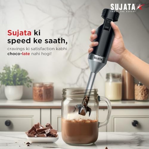 Image of Sujata Blendcraft Hand Blender|180 Watts Motor|18000 RPM|2 Speed Toggle Action Switch|Super Quick Blending| (Black)