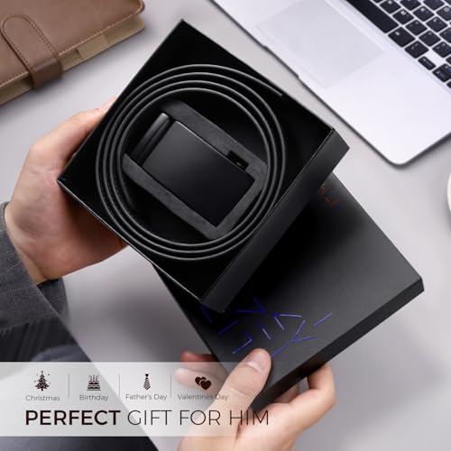Image of Zitahli Belt Men,Leather Ratchet Belt for Men Dress Casual Every Day with Adjustable Buckle,Trim to Fit For Gift