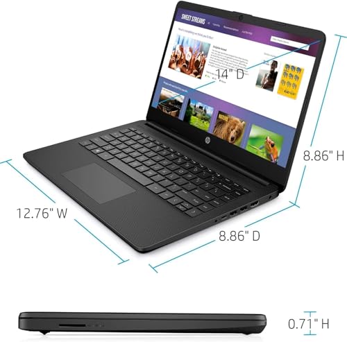 Image of HP 14 inch HD Laptop | Back to School Limited Edition with 1 Year Microsoft 365 | Intel Quad-Core Processor | 32GB RAM | 640GB Storage | Long Battery Life | Black | w /WOWPC Bundle | Windows 11