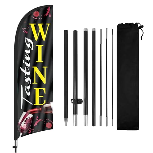 Wine Tasting Feather Flag Banner 8Ft with Pole & Stake