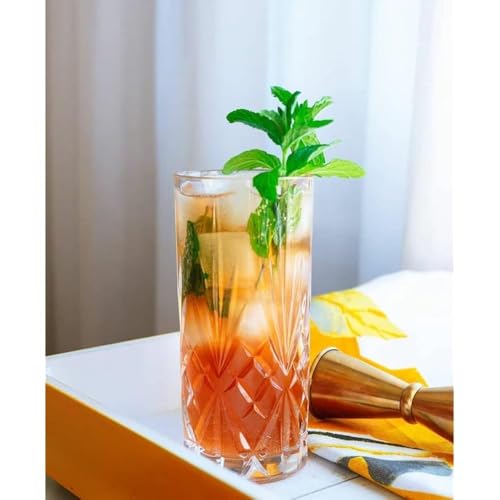 Image of WRINGO 350 ML Water Glasses Transparent Long Glass | Highball Glasses | Juice Glass | Plaza Tumbler Set of (6) (WR-06)
