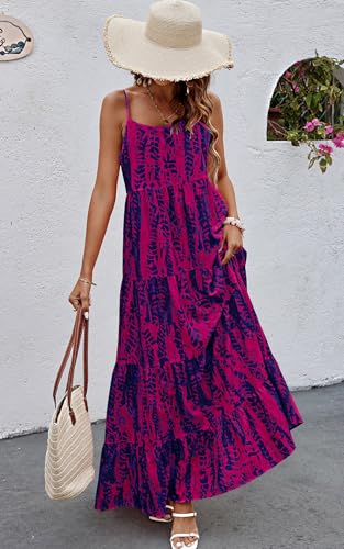 Image of PRETTYGARDEN Women Summer Dresses 2026 Spaghetti Strap Scoop Neck Floral Maxi Dress Flowy Boho Long Sundress with Pockets
