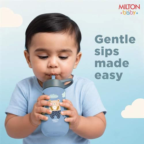Image of Milton Baby Spout Sipper,No-Spill Design,BPA-Free,Food-Grade Material,Microwave-Sterilizer Safe,Easy-Grip,Smooth Open-Close Action,Lightweight,Ideal Sipper Water Bottle for Kids 12+Month, 420 ml,Blue