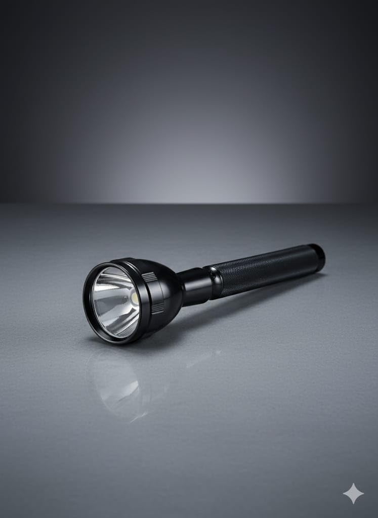 DotCom Rechargeable Aluminum Alloy Flashlight| with Three Level Lights Adjustments | Compact & Portable LED Torch Durable and Waterproof Torch Light for Camping, Hiking and Outdoors (Traditional)