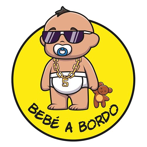 Autocolante adesivo bebé a bordo 15 x 15 cm, design divertido com ursinho, adesivo fácil de colocar para carro, carrinha, camião, qualquer superfície lisa (1)