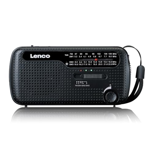 Lenco MCR-113BK - Radio portátil de emergencia con manivela