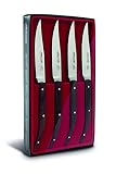 Mango de Madera Palisandro Arcos Serie Cuchillos de Mesa, Juego de Cuchillos de Mesa 4 piezas, Cuchillos Chuleteros, Hoja Filo de Acero Inoxidable Nitrum de 110 mm, Mango Madera Palisandro Color Marrón