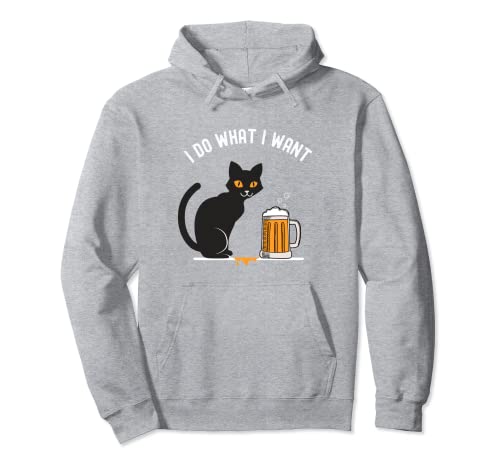 I do what I want funny travieso gato negro beber cerveza Sudadera con Capucha