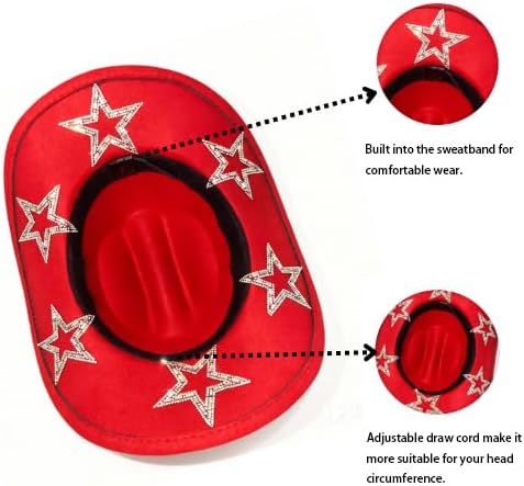 Western Womens Rhinestone Cowboy Cowgirl Hat Wide Brim Diamond Bling Cowgirl Hat for Women - Image 4