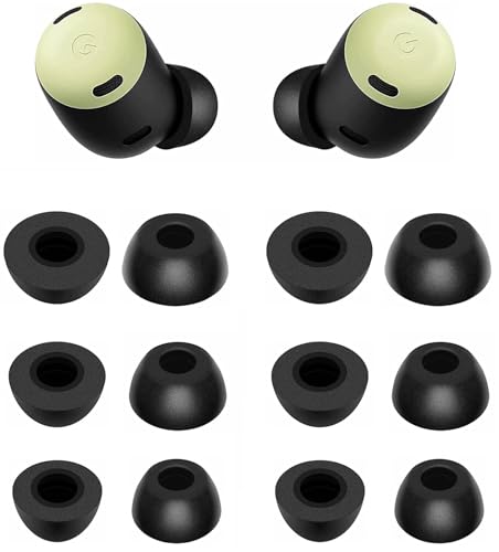 Rqker Foam Eartips Compatible with Pixel Buds Pro Earbuds 6 Pairs S/M/L Sizes Soft Memory Foam Replacement Ear Tips Eartips Earbuds Tips Compatible with Pixel Buds Pro 6 Pairs Black
