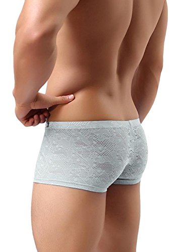 Banana Bucket Men's Sexy Lace Panties Underwear Sheer Low Rise Boxer Brief Underpants