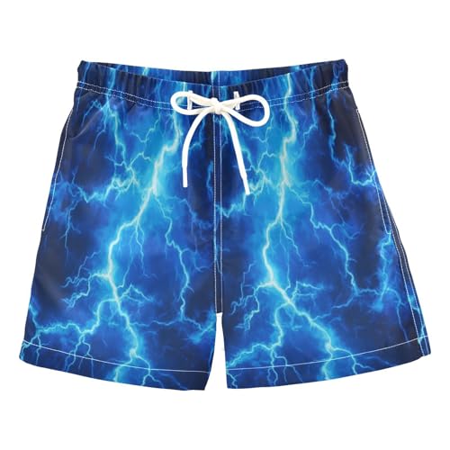 Boccsty Dark Blue Lightning Boys Swim Trunks Baby Kids Swimwear Summer Toddler Beach Board Shorts 2T