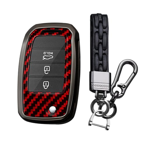 Porte-clé Kia Sedona et Sorento étui anti-choc carbone rouge 3 boutons