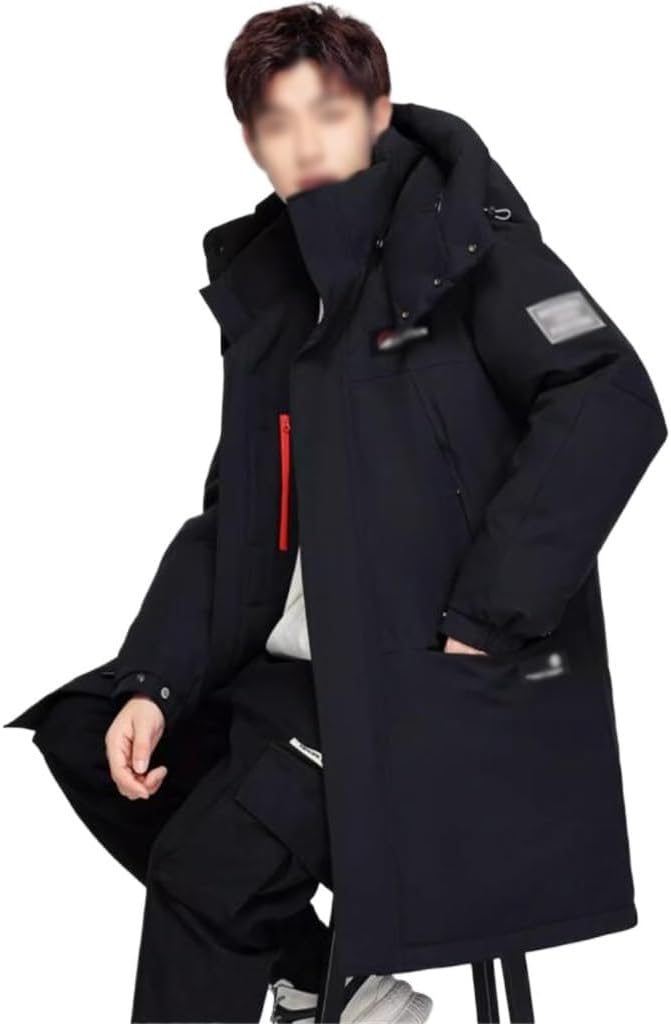 VIDI Men's Winter Thick Medium And Long Removable Hat Warm Coat Overalls Down Jacket