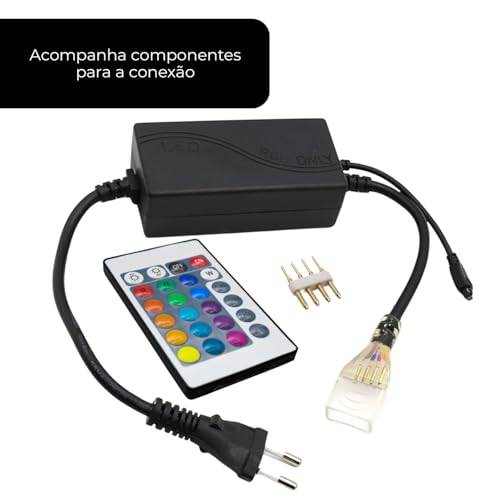 Fita Neon Led 10m Flexível + Fonte E Controle Rgb 110v/220v (RGB 220v)