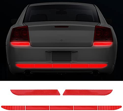 7 Pcs Auto Strong Reflective Stickers Includes Car Bumper Reflective Stickers Car Trunk Reflective Stickers Night Visibility Reflective Decal Waterproof Self Adhesive Stickers for Car Safety (Red)