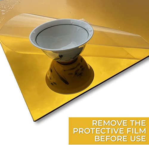 Image of 10PCS 12x12 Acrylic Mirror Sheet Gold Mirror Cast Acrylic Sheet 1 /8 for Laser CO2 Polished Edge with Film Masking for Design DIY Gold Adhesive Plates for Craft
