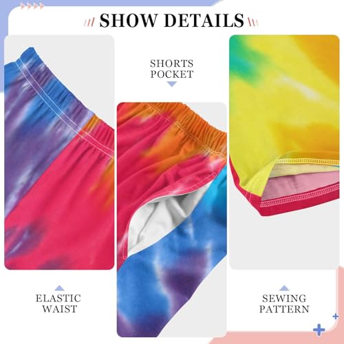 Tie Dye Rainbow Print Boys Long Pants Soft Trousers Elastic Waist Kids Lounge Bottoms with Pockets S-XL4