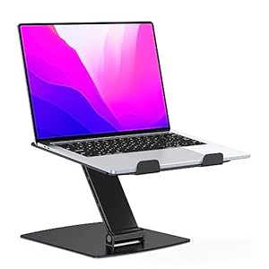 Laptop Stand Adjustable Height, Ergonomic Portable Laptop Holder Riser for Desk, Aluminum Foldable Computer Notebook Stand Compatible with MacBook Air Pro, Dell XPS, HP (10-16″) -Black