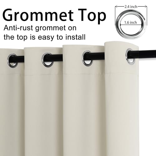JIUZHEN Ivory Blackout Curtains with Tiebacks - Thermal Insulated, Light Blocking and Noise Reducing Grommet Curtains for Bedroom and Living Room, Set of 2 Window Curtain Panels, 52 x 63 Inch Length by JIUZHEN - Used condition - Image 5