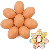 Holzeier Nesteier für Hühner, Gipseier für Hühner, 8 Stück naturbelassene Holzeier zum Bemalen, Eier für Hühnerställe, 6 x 4 cm Größe