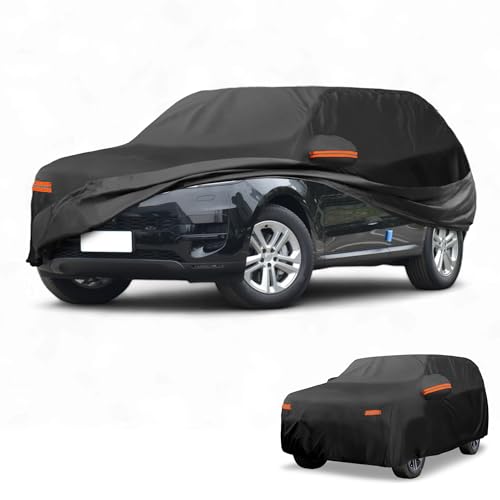 Partuto All-Weather Waterproof Car Cover - UV-Resistant Outdoor Full Exterior Protection for Land Rover Range Rover Sport 210D-PU Black with Right Side Zipper