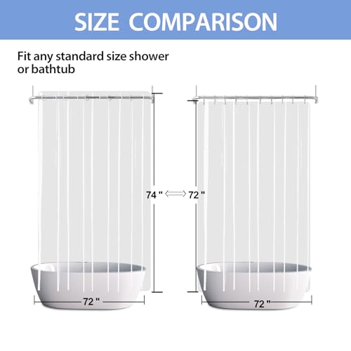 Yisure No Hook Clear Shower Curtain Liner Peva Plastic Waterproof Heavy Duty Bathroom Curtain Hook Free Transparent Shower Liner 72X74 Inches thumb #1