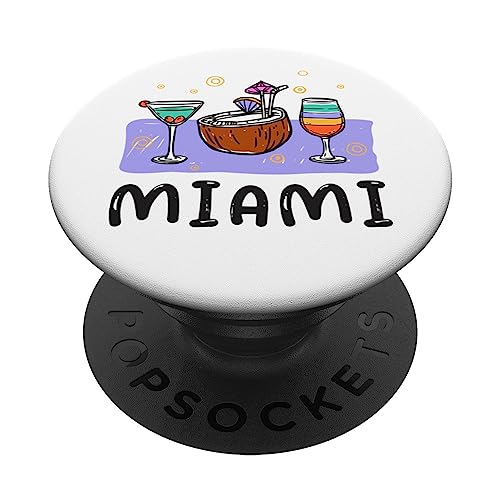 Miami Funny Miami Beach Holiday PopSockets Swappable PopGrip, Black