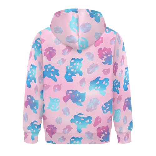 Holographic Leopard Print on Gradient Unisex Kids Sweatshirts Sweater Casual Hooded Pullover Hoodies Kangaroo Pocket2