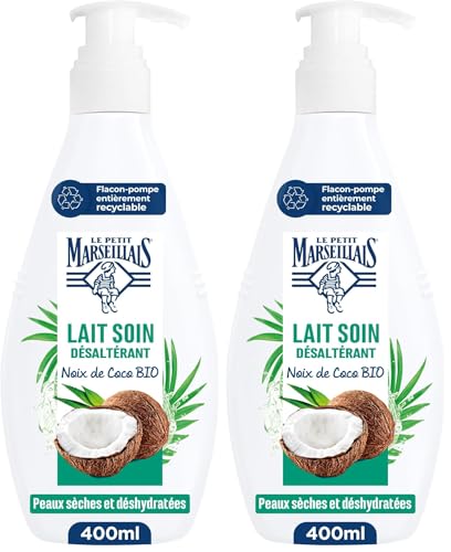 Le Petit Marseillais - Lait Soin Hydratant Réparation (Flacon-Pompe de 400 Ml) – Lait Corps pour Peaux Abîmées et Desséchées Hydratation 24H – Lait Corporel au Beurre de Karité,Aloes et Cire d'Abeille