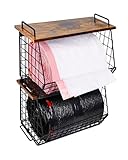 2 Pack Stackable Extra Large Trash Bag Holder Under Sink, Wall Mounted Garbage Bag Dispenser Roll Holder for 13/33 Gallon Trash Bags, Kitchen/Pantry/Laundry Room Organization Basket Storage Bin