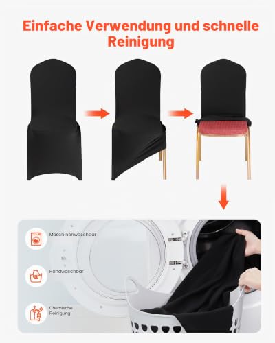 VEVOR Stuhlhussen Stuhlbezug 150 STK. waschbarer & Abnehmbarer Stuhlüberzug aus Polyester-Spandex für Hochzeitsfeiern Esszimmerbankette… – Ansicht 5