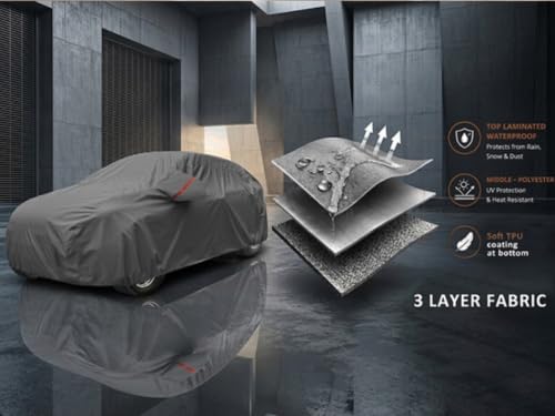 Image of Auto Hub Car Cover Compatible with Mhindara BE 6 with Mirror Pocket, Waterproof Layers, BE 6 Car Cover Waterproof - Taiwan Grey