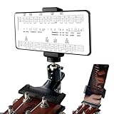 Guitar Phone Mount, 2-in-1 Bass &Guitar Headstock Phone Holder Clip with Adjustable Gooseneck,Compatible with iPhone Samsung Smartphones,Hands-Free for Recording,Practicing & Live Streaming​(LPGH-06)