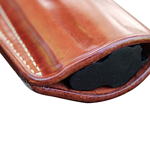 Premium Leather Three Slots Belt Holster With Retention Strap Fits Taurus Raging Hunter 44 Mag/ 454 Casull 5.12" Bbl, Right Hand Draw, Brown Color #1575# #TOP6