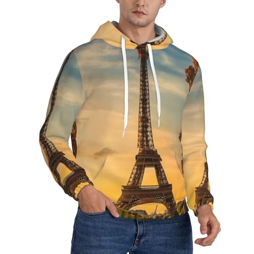 Sweat à capuche Tour Eiffel sport décontracté pull imprimé Paris automne avec poche unisexe