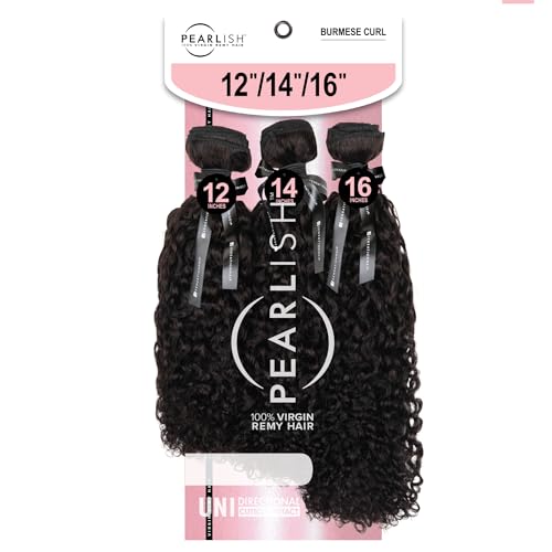 Sensationnel Pearlish multi bundle - burmese curl deep pearl conditioned 15a soft remy beauty supply sew in or glue on human hair layered lengths (10 12 14 inch, NATURAL/BLACK)