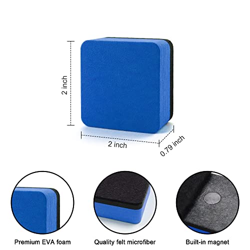 Dry Erase Erasers, Ihpukidi 24 Pack Magnetic Whiteboard Dry Eraser Chalkboard Cleansers For Classroom, Home, And Office (Blue, 1.97 X 1.97 Inch) #TOP1
