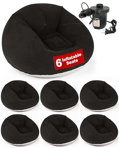 Image of OLEEK Inflatable Bean Bag Chair with Electric air pumb 6PCS - Inflatable Chairs for Adults - Folding Outdoor Bean Bag Chair - Inflatable Chair for Kids - Inflatable Bean Bag Chairs Outdoor