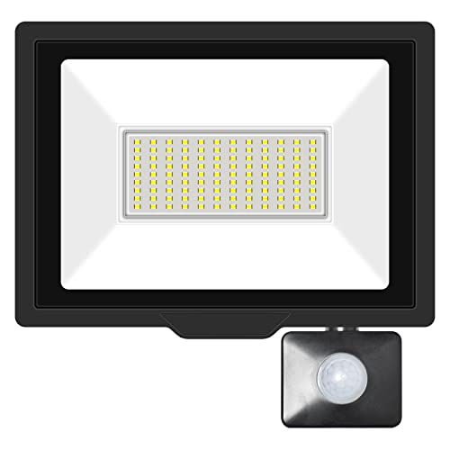 Willpower Foco LED Exterior 75W Proyector LED con Detector de Movimiento Impermeable IP66 Luces LED Exterior 6000K Blanco Frío Luz de Inundación Seguridad para Garaje Patio Jardín Terraza Parque