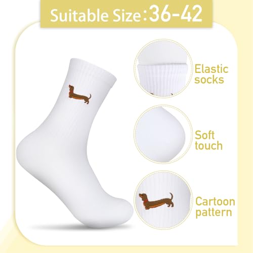 MEJOSER Dackel Geschenke Dackel Socken 36-42 Baumwolle für Damen Herren Weihnachten Lustige Tennissocken Sportsocken Dackelsocken Crew Socks Hundebesitzer