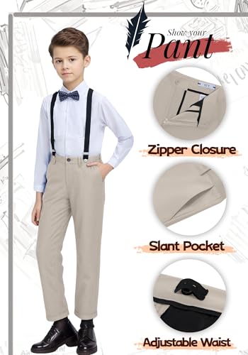 Image of YuanLu Boys Suit Dress Clothes Ring Bearer Outfit Homecoming Dresses Boy Vest and Pants Set for Kids Wedding Tuxedo Suits